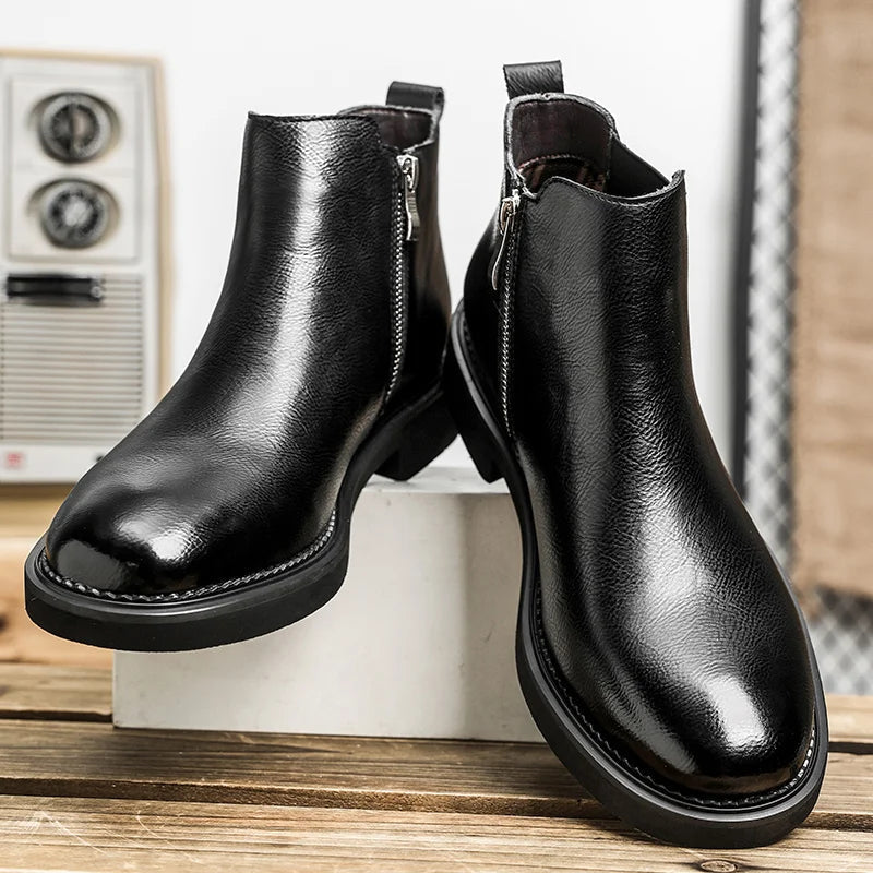 Classic Men's Chelsea Brown Leather Boots