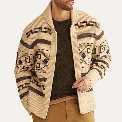 Luxury Men's Cashmere Crew Neck Cardigan Sweater