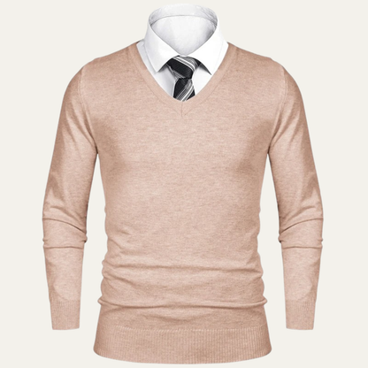 Men's Fine Gauge Merino V Neck Wool Sweater