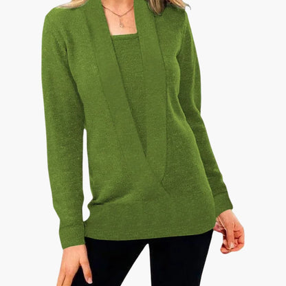 Ladies' V-Neck Long Sleeve Winter Sweater