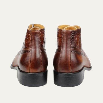 Classic Men's Leather Dress Boots Lace Up Ankle Boots
