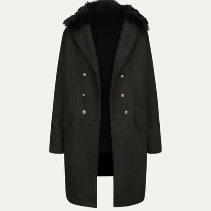 Luxury Men's Fur Trim Double Breasted Coat