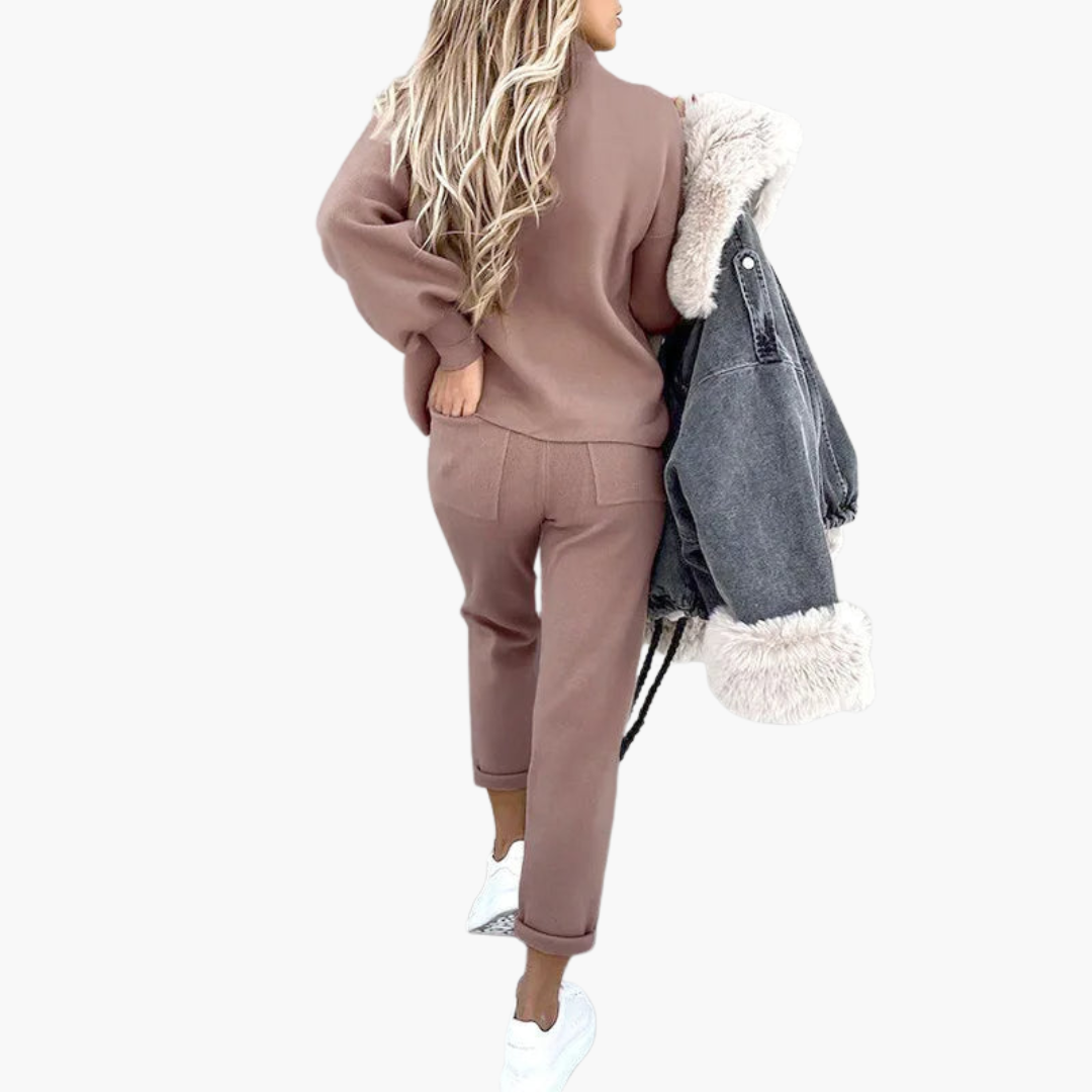 Women's Fleece High Neck Tracksuit Set