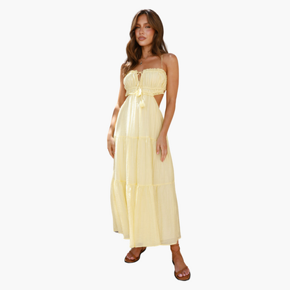 Flowy Long Dress for Women - Chic Tie Front Style
