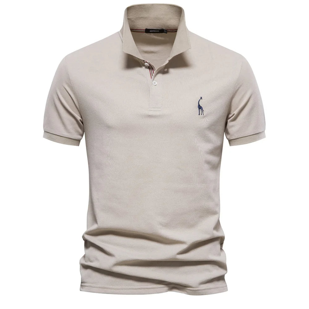 Traditional Mens Polo Shirt with Elegant Embroidery