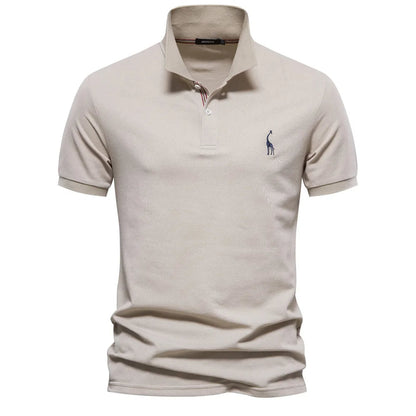 Traditional Mens Polo Shirt with Elegant Embroidery