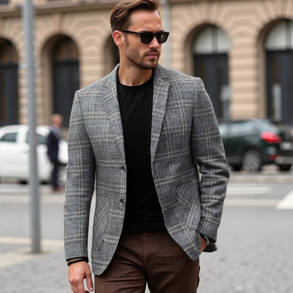 Slim Fit Checked Blazer for Men