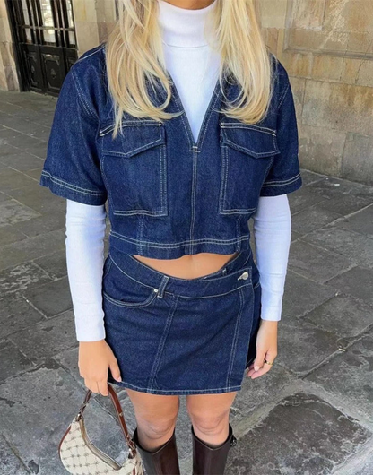 Casual Blue Jeans Outfit Set