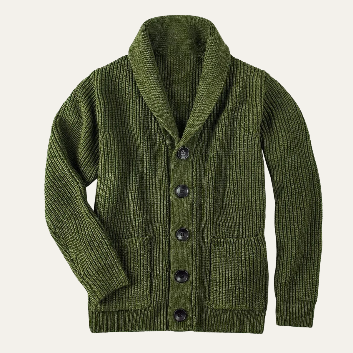 Cozy Men's Crew Neck Thick Knit Cardigan