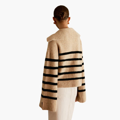 Ladies' Striped V-Neck Sweater Top