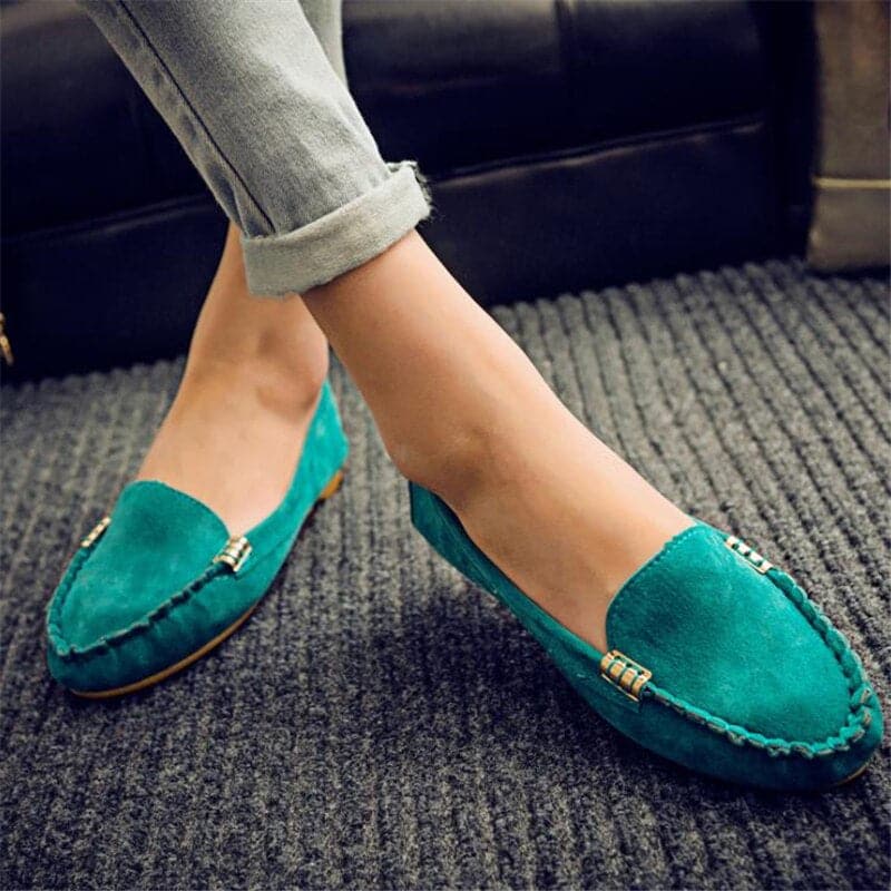 Women's Slip On Flat Shoes Blue Denim Comfort Loafers