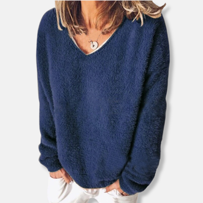 Casual V Neck Long Sleeve Sweater