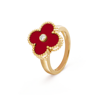 Luxury Silver Gold Plated Leaf Ring
