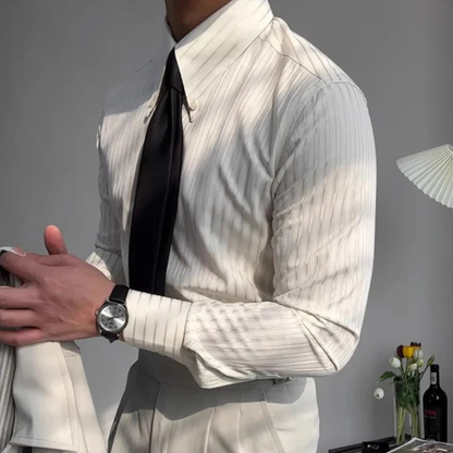Mens Formal Textured Dress Shirt - Light Orange