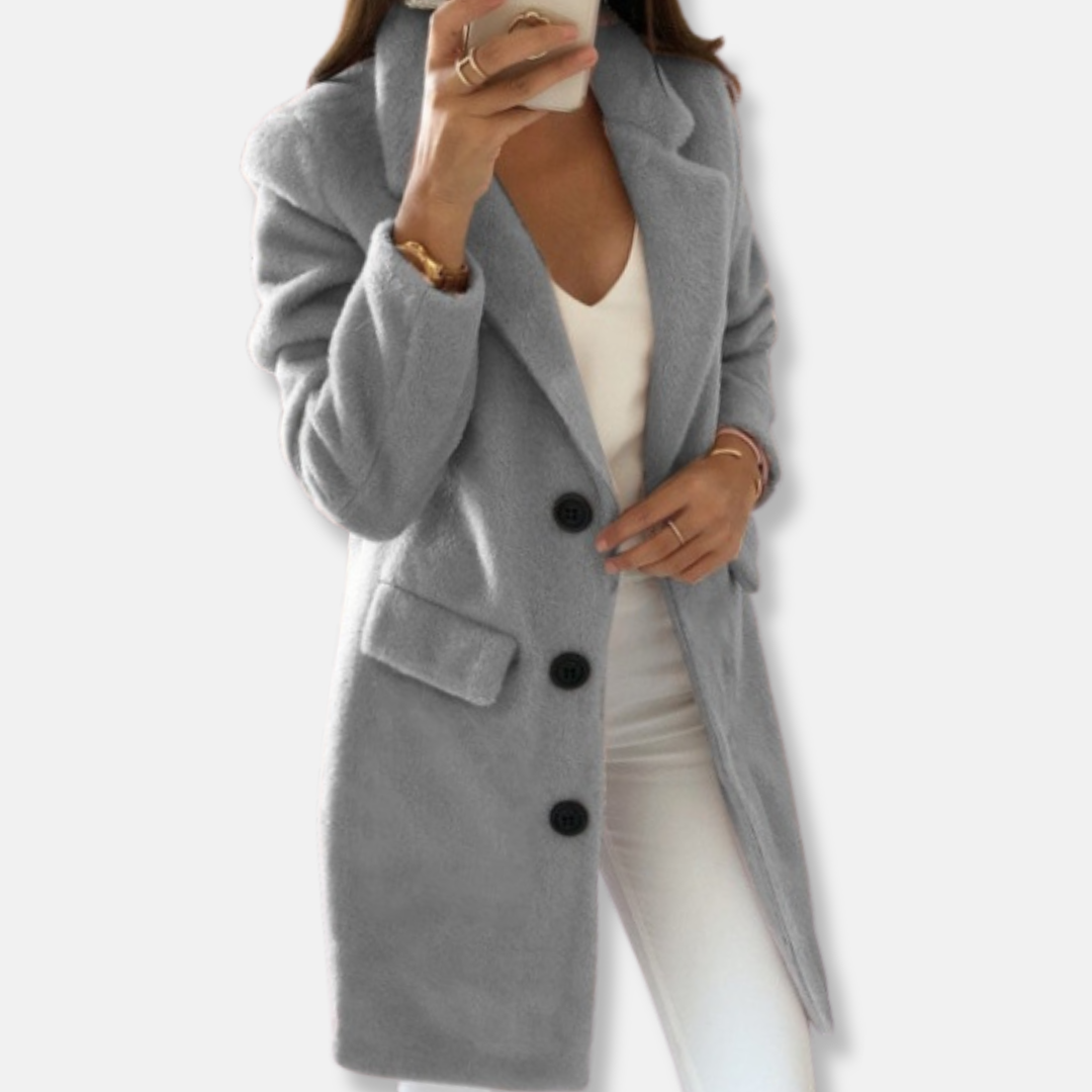 Warm Ladies Wool Knee Length Button Coat