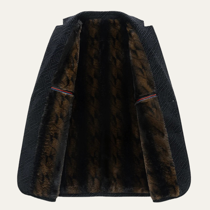 Warm Men's Chenille Blazer with Faux Fur Lining