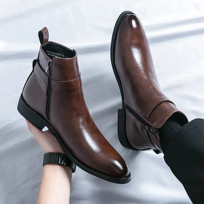 Smart Mens Leather Ankle Boots