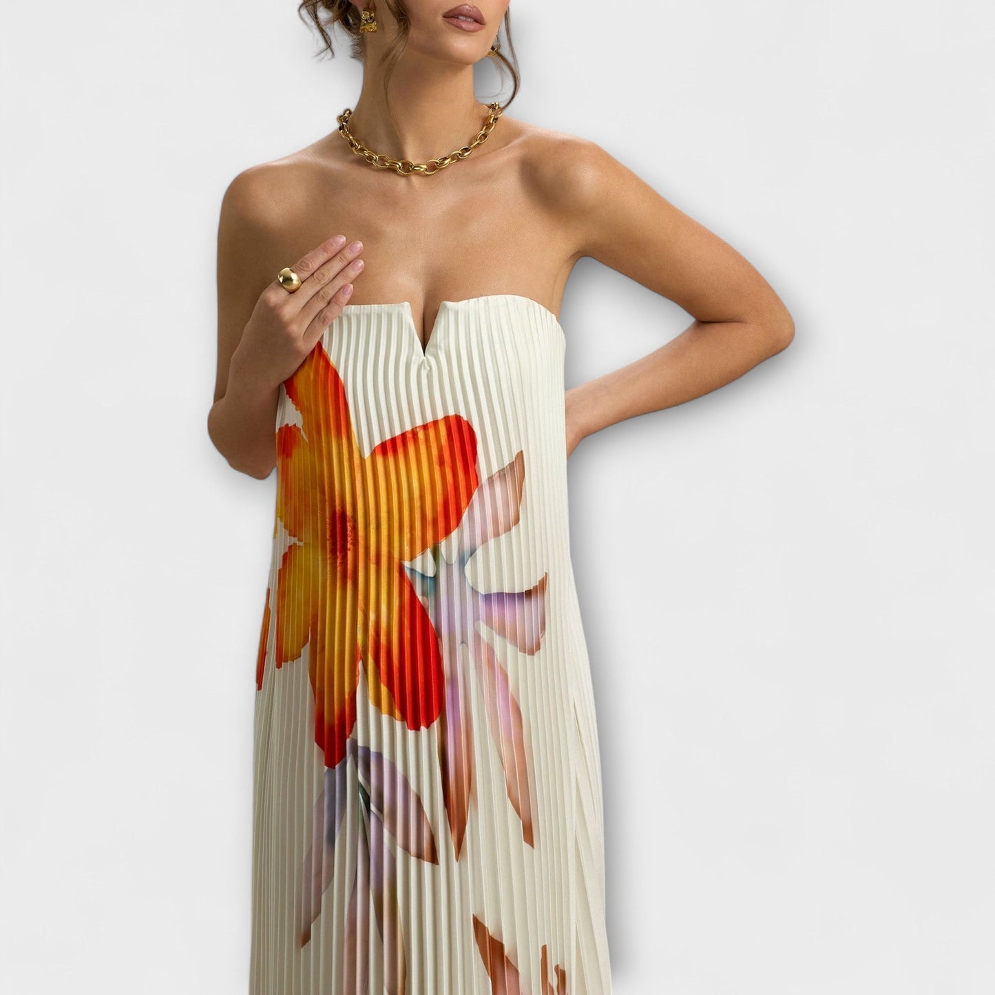 Vibrant Floral Long Evening Dress for Women