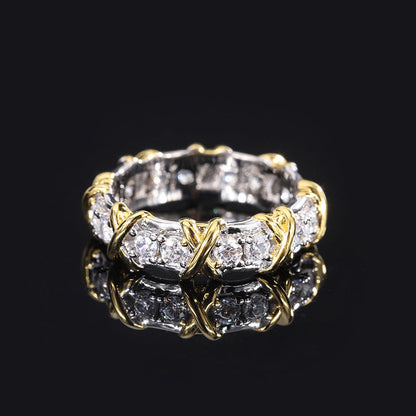 Silver Geometric Ring with Sparkling CZ Stones