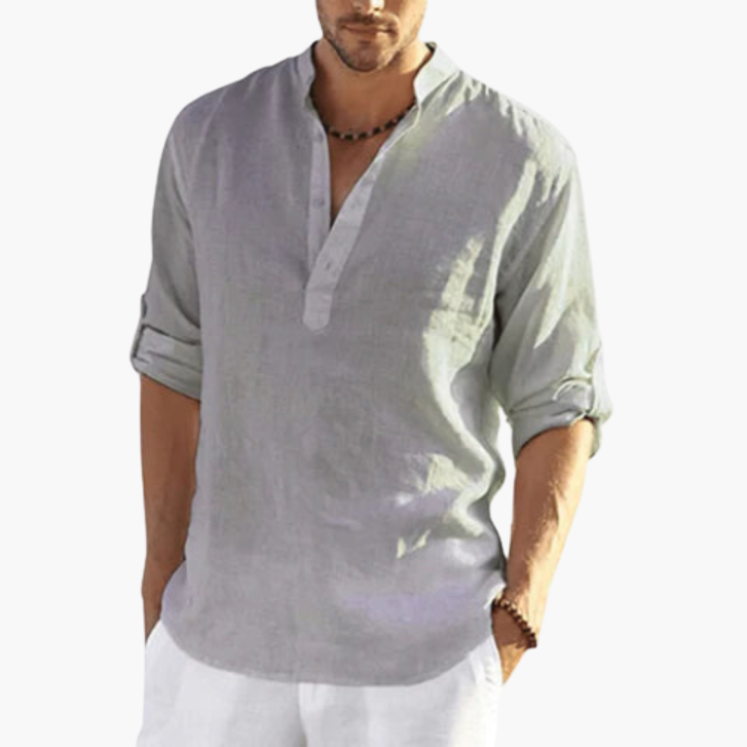 Classic Relaxed Fit Mens Linen Button Shirt