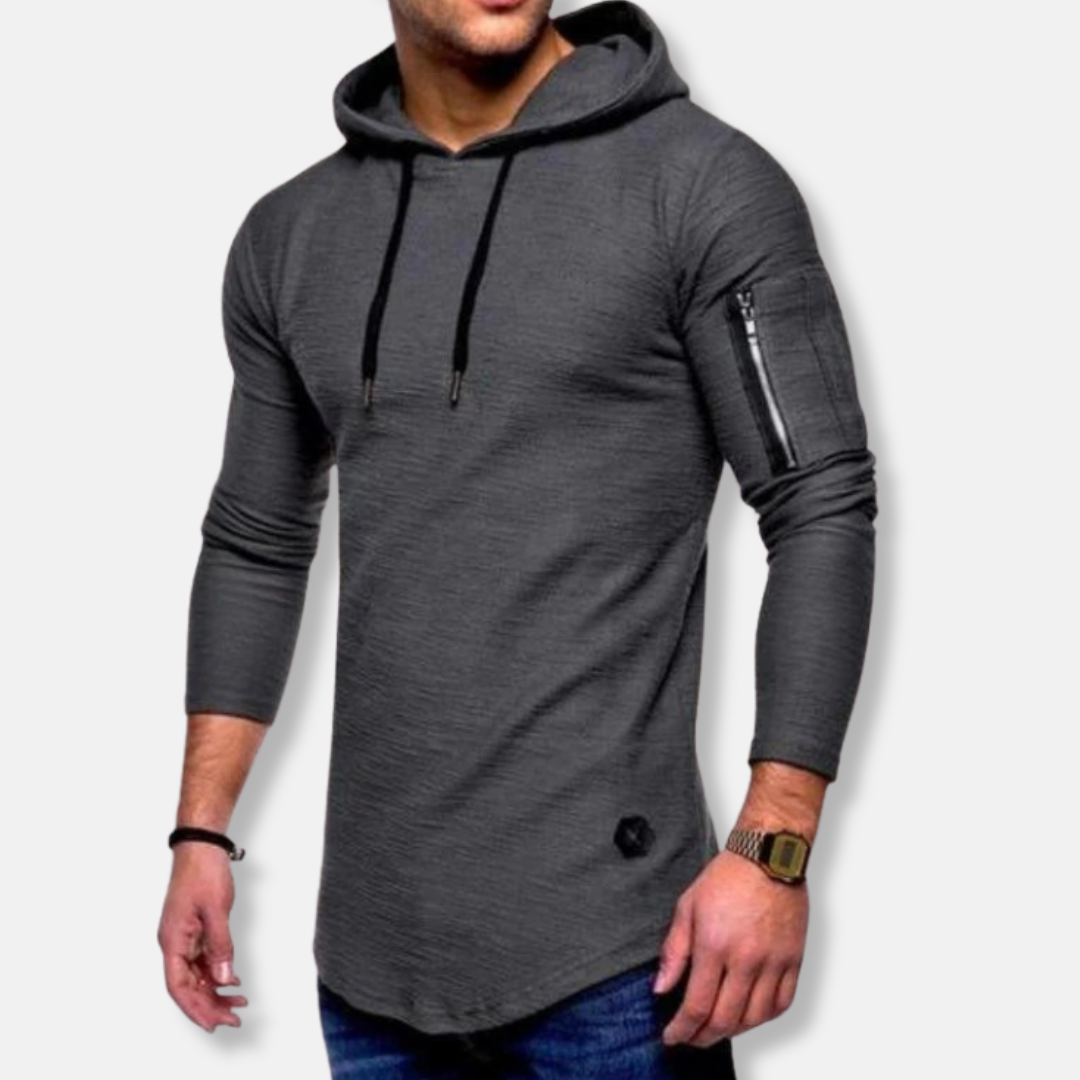 Fitted Textured Hooded Sweatshirt