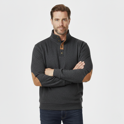 Classic Men's Cable Knit Sweater with Patch Elbows