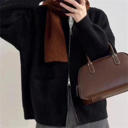 Cozy Oversized Zip Cardigan with Pockets