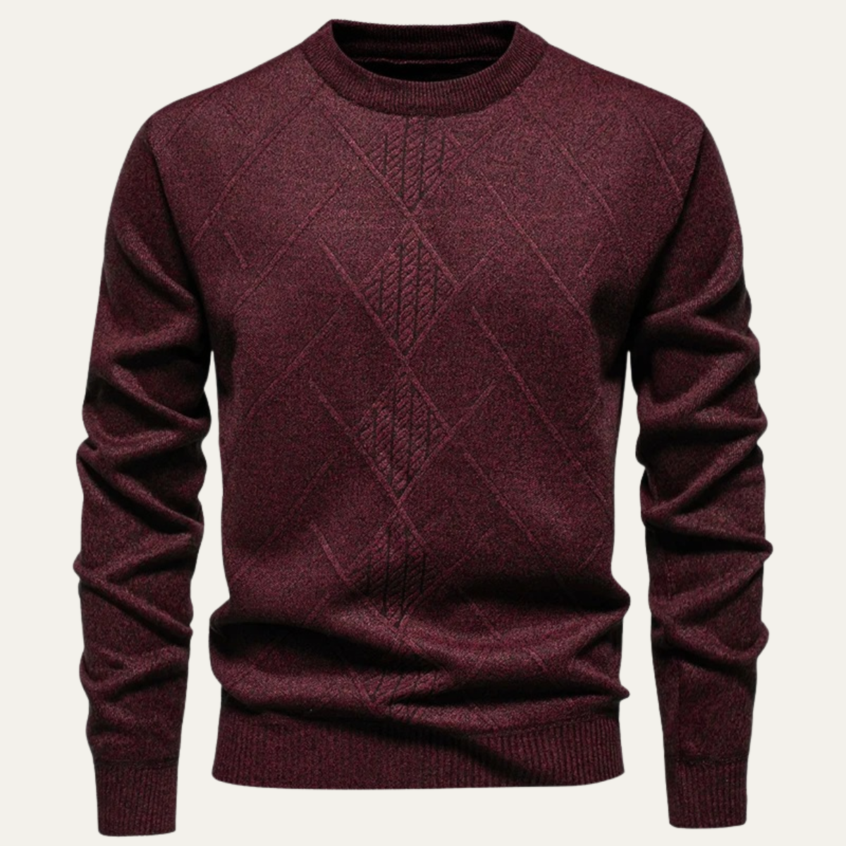 Cozy Men's Diamond Pattern Crew Neck Sweater