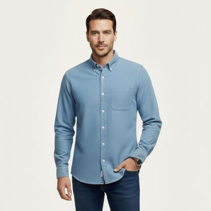 Relaxed Fit Blue Jeans Shirt for Men