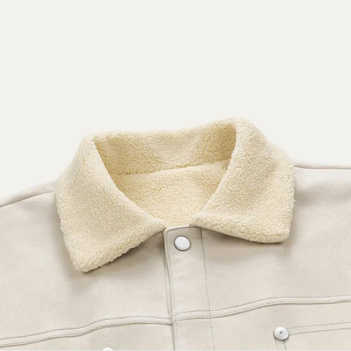 Warm Suede Sherpa Coat with Faux Fur Collar