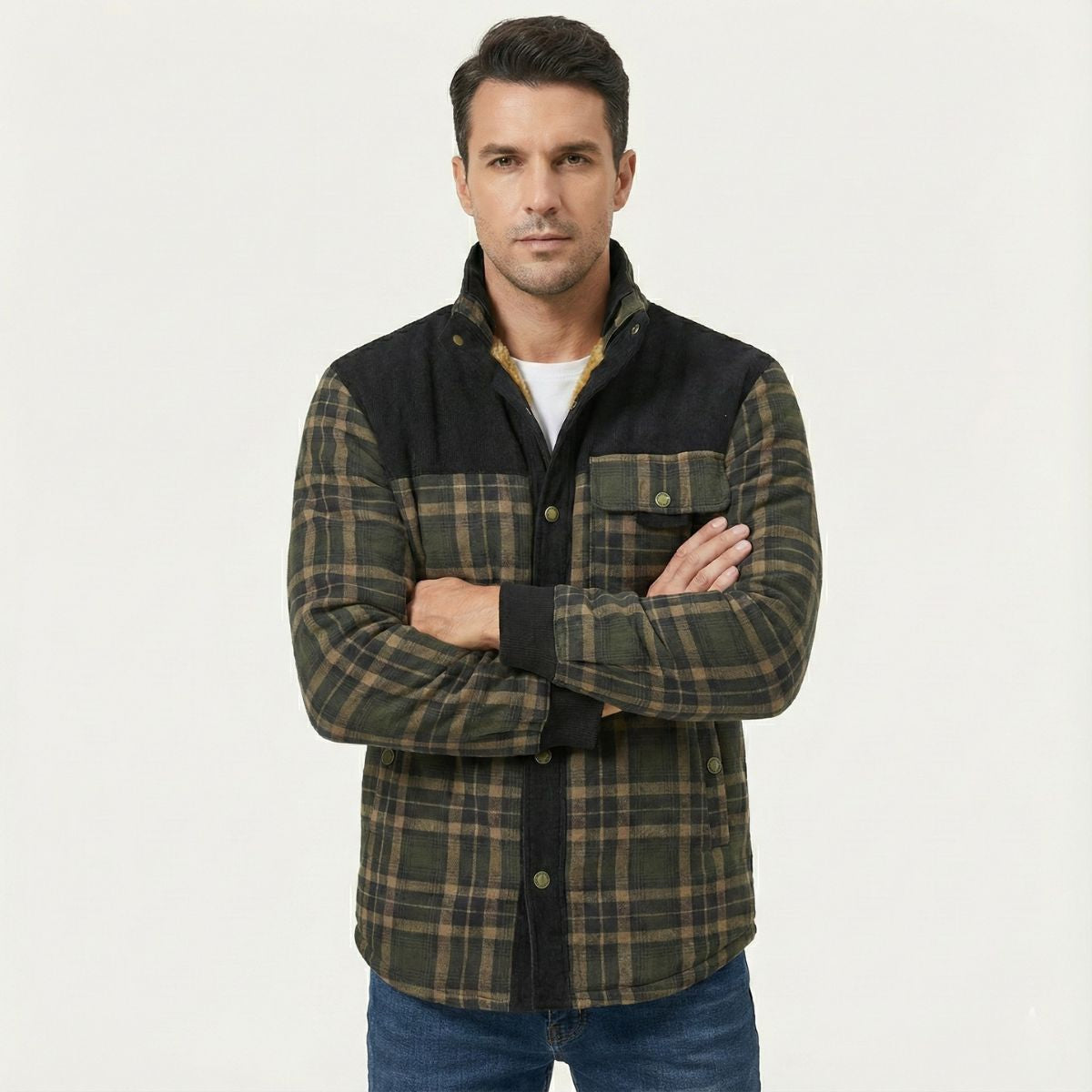 Warm Plaid Check Men's Winter Coat