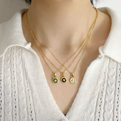 Celestial Drop Necklace, Sterling Silver, Gold Accents, Green Stone
