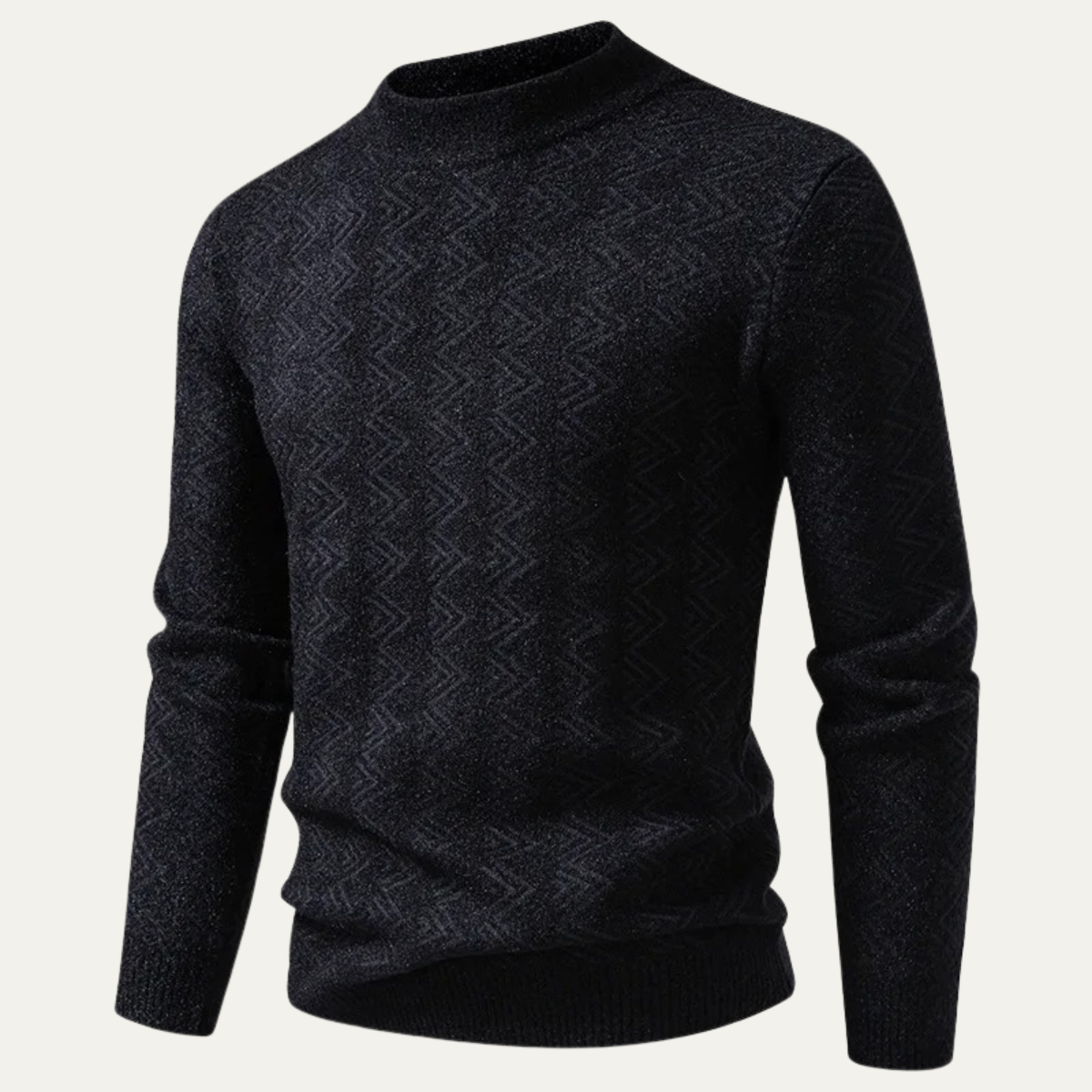 Cozy Mens Geometric Knit Crew Neck Sweater