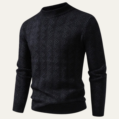 Cozy Mens Geometric Knit Crew Neck Sweater
