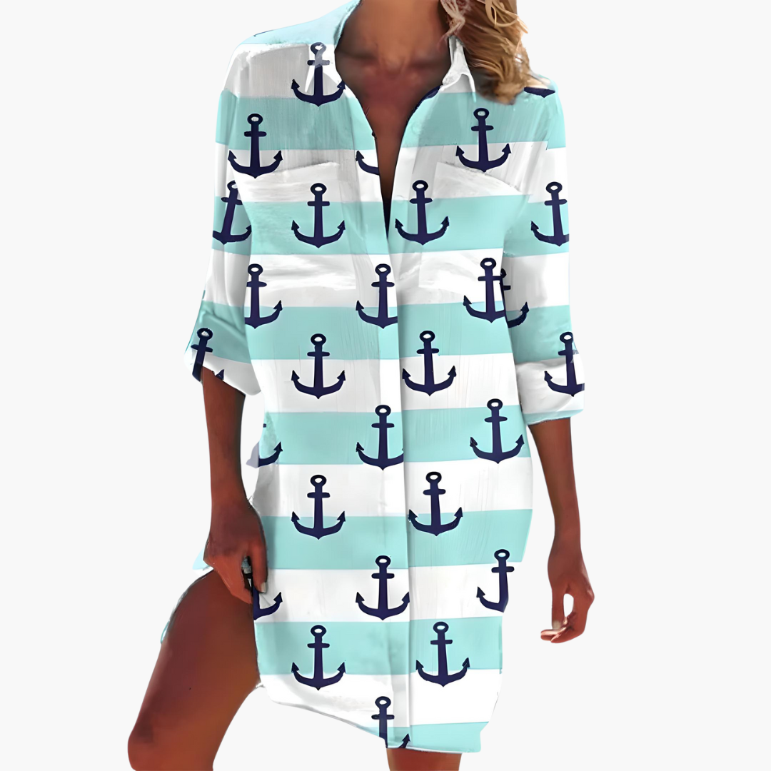 Ladies Long Sleeve Button Front Dress