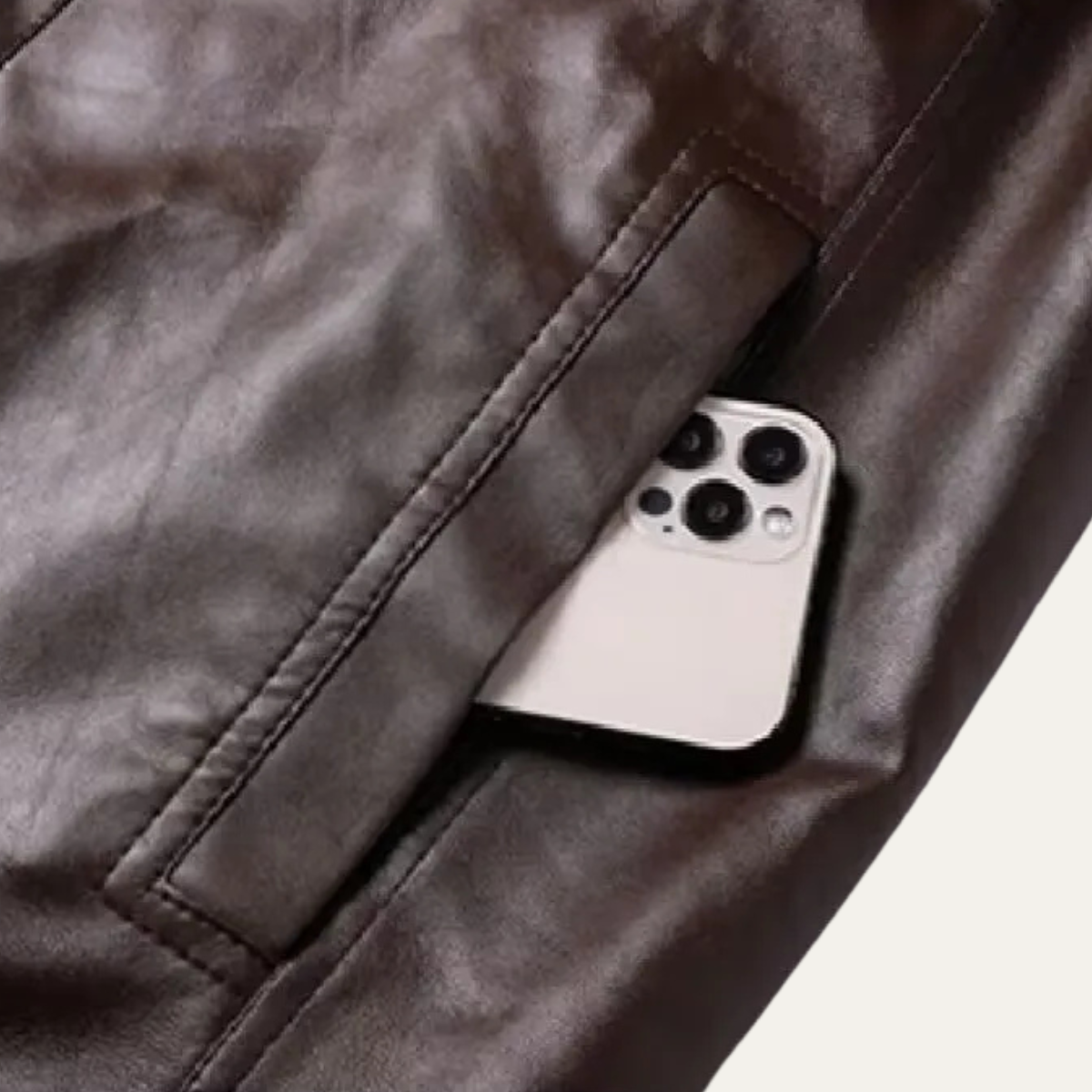 Warm Mens Leather Biker Fleece Lined Jacket Coat