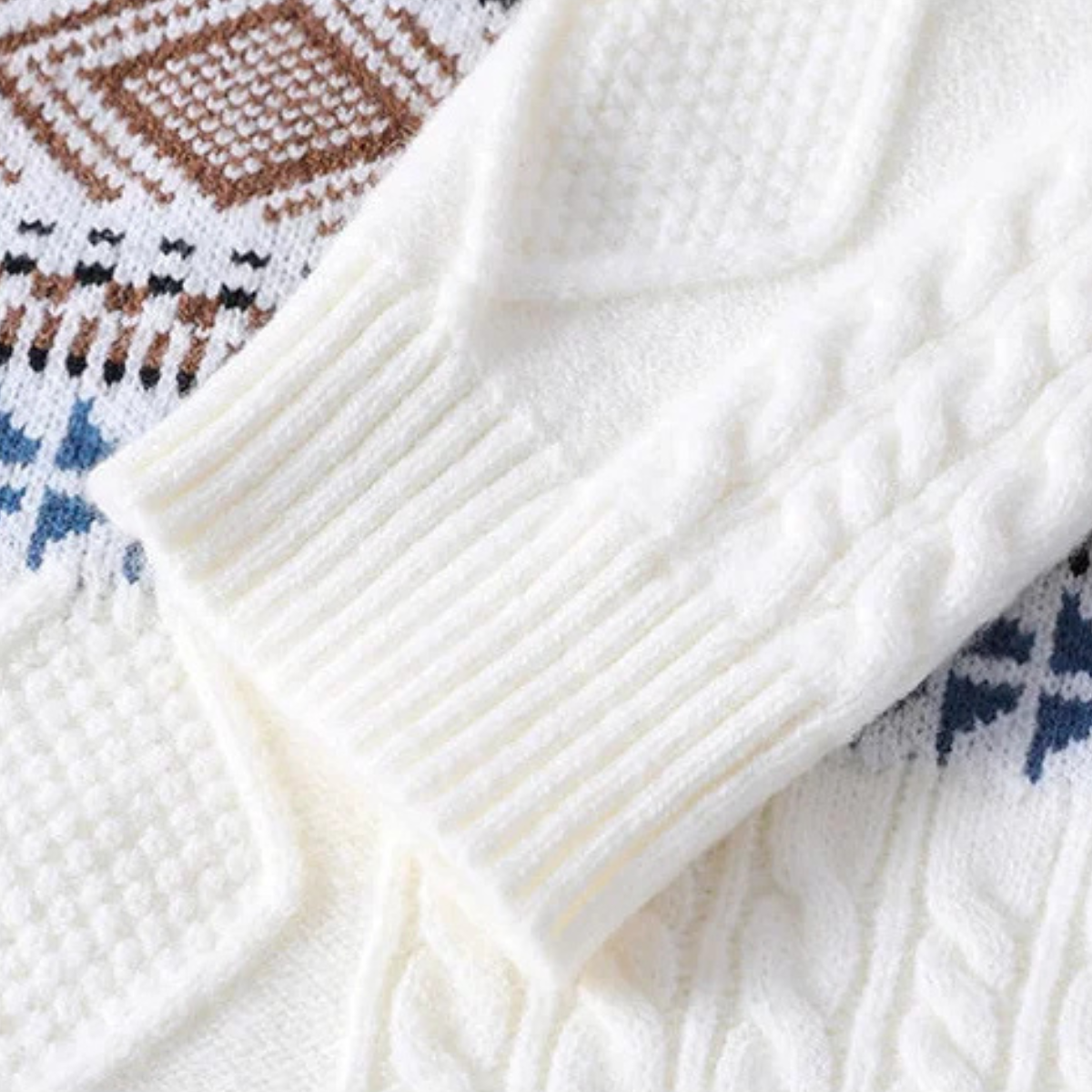 Cozy Mens Cable Knit Nordic Sweater
