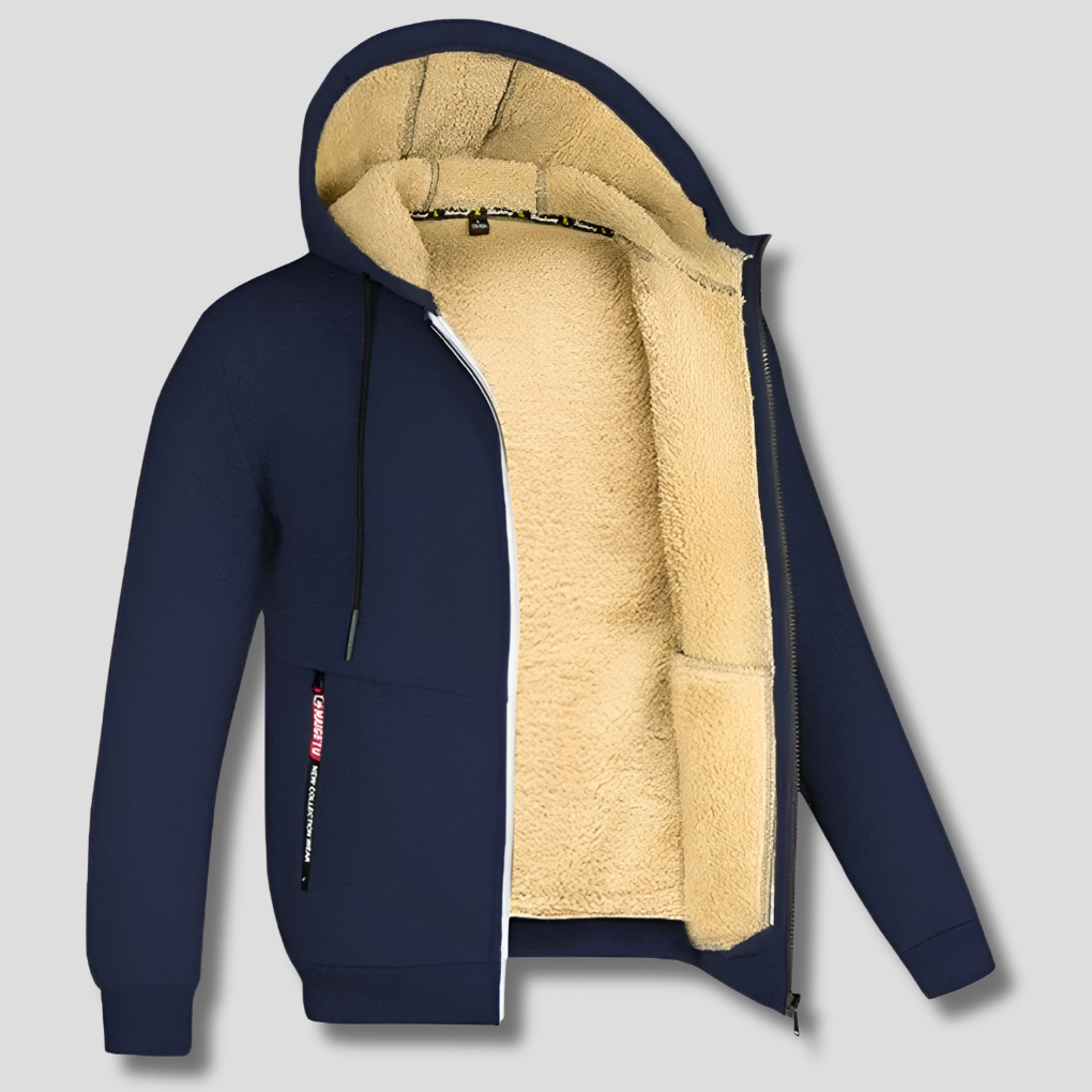 Warm Men's Fleece Jacket with Faux Fur Inside