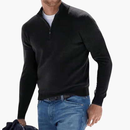 Men's Zip Up Crew Neck Textured Sweater