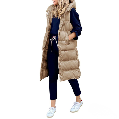 Warm Quilted Hooded Puffer Vest - Nocini