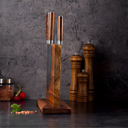 Space Saving Wooden Magnetic Knife Holder Block