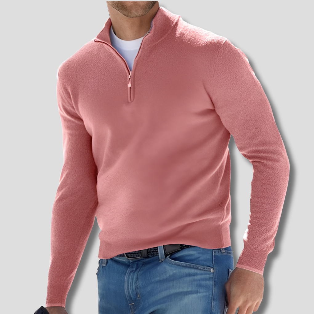 Classic Zip Neck Cotton Sweater