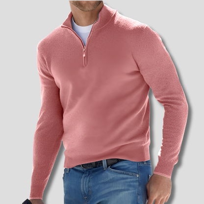 Classic Zip Neck Cotton Sweater