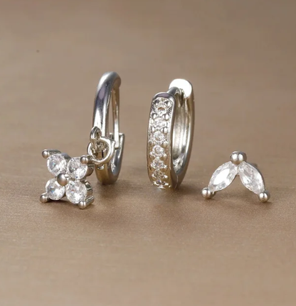 Trendy Mixed Metal Hoop Earrings Set