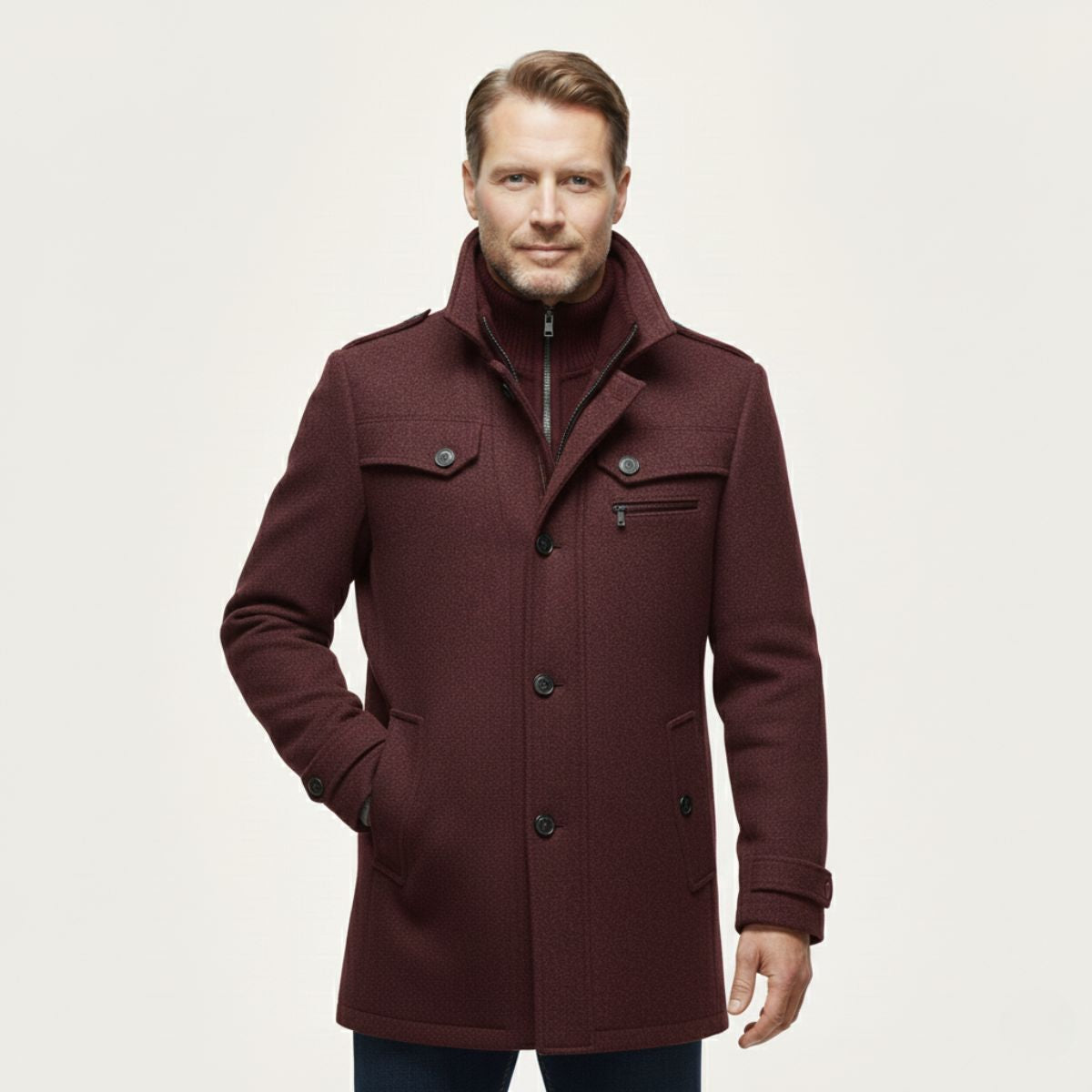 Warm Waterproof Men's Wool Winter Jacket