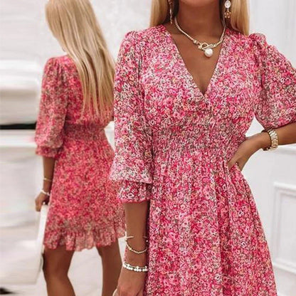 Ladies' Pretty V-Neck Mini Summer Dress