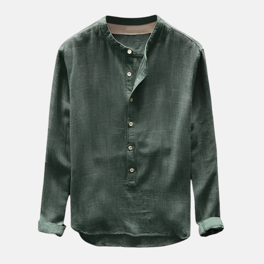 Casual Linen Button Down Long Sleeve Shirt