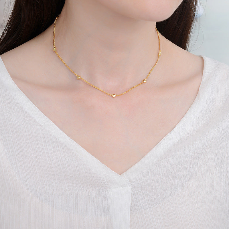 Elegant 18K Gold Plated Silver Heart Pendant Necklace