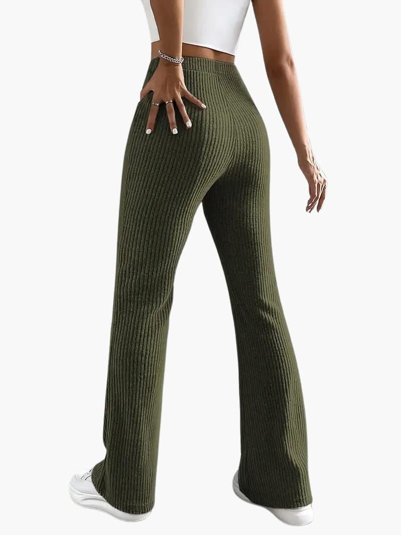 Soft High Waisted Knit Trousers for Women – Relaxed Fit Pants