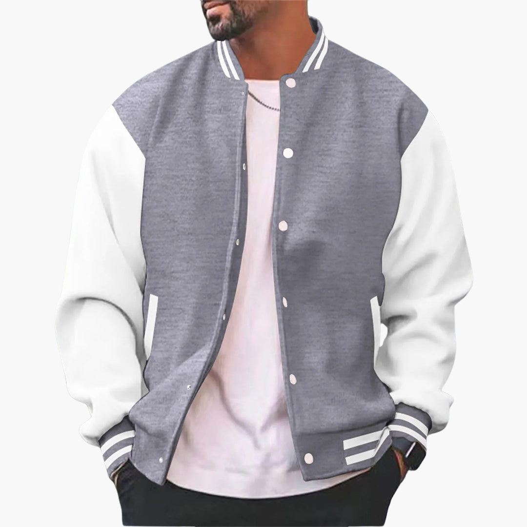 Classic Sports Bomber Jacket with Zip Front